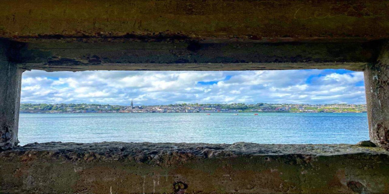 Scenic View from landmark to the wild Atlantic way with blue skies. 