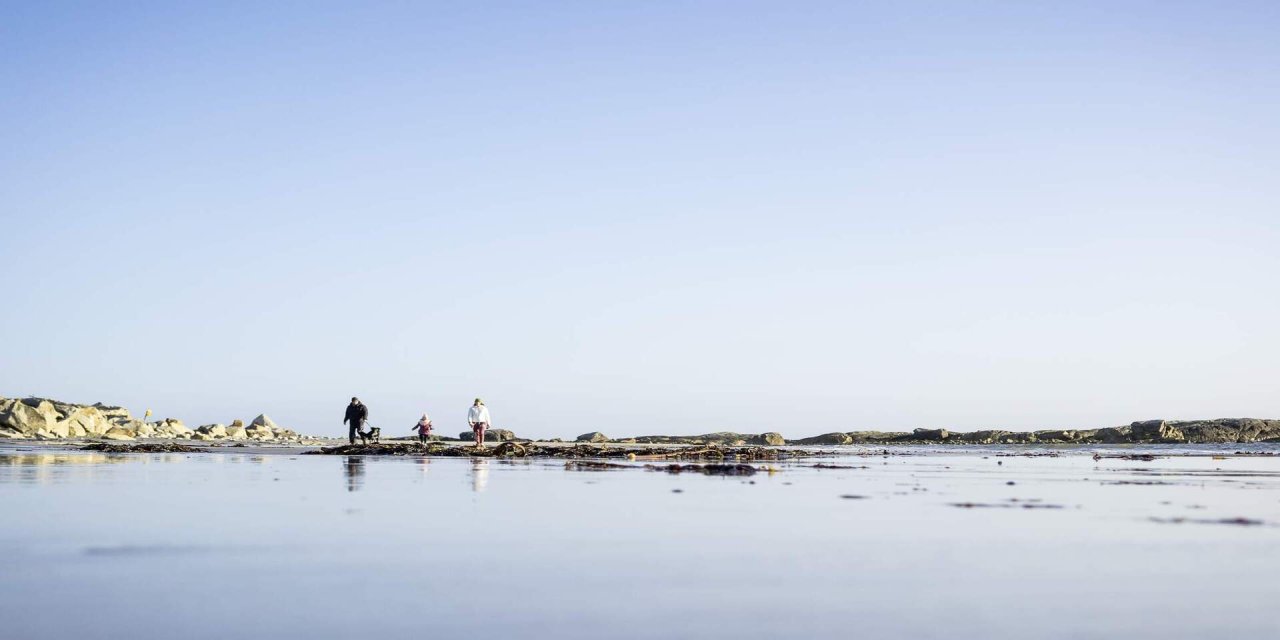 People walking in the distance on Galway beach